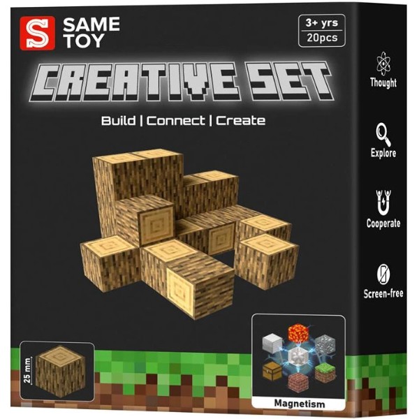 Фото - Магнітний конструктор Same Toy Creative Set Wood 20 ел. (MCRAFT-1711-SM)